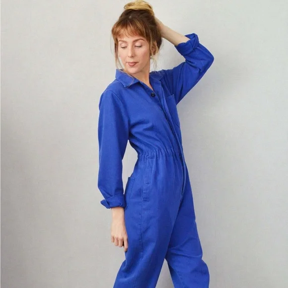 Unique Blue Herribone Workwear Overalls - Picture 2 of 10